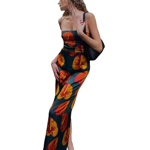 Reformation Green and Orange Maxi Dress - Picture 5 of 10